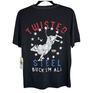Vuori Current Tech T Shirt PBR Rodeo Small Black Twisted Steel Bull Western NWT
